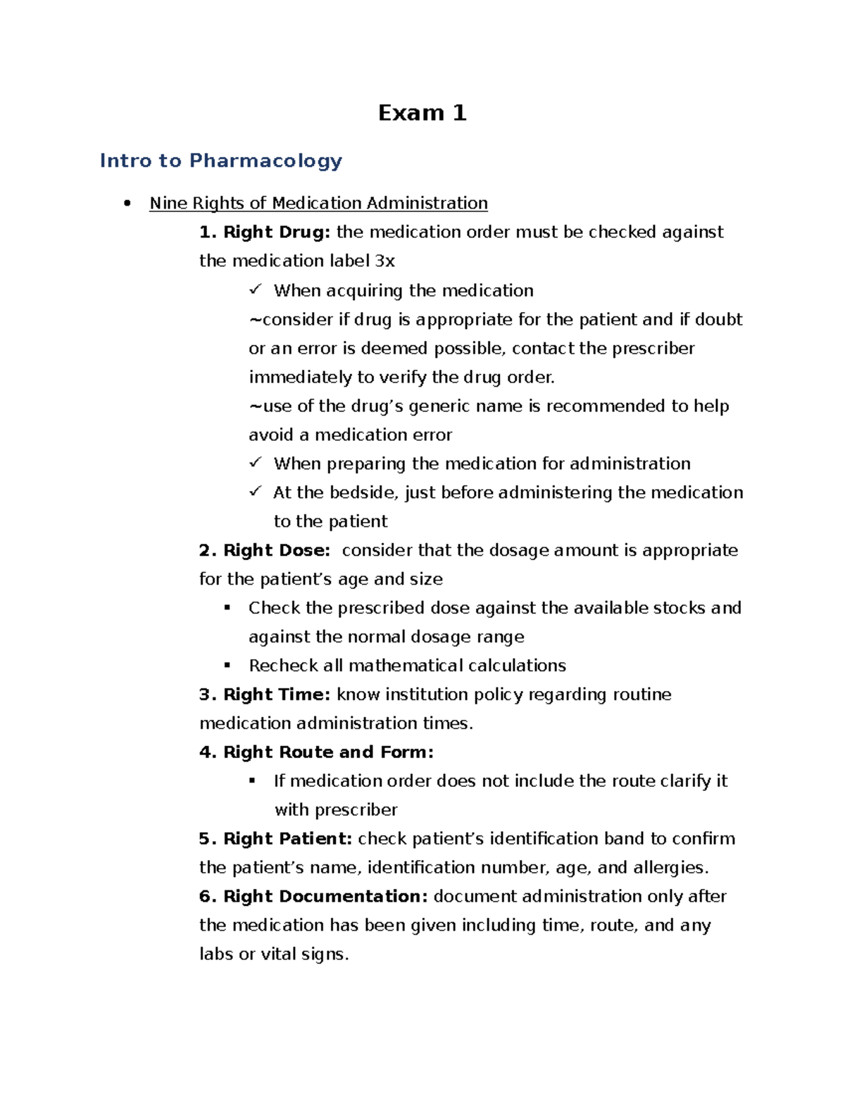 Pharmacology Exam 1 - PHARM 1 STUDY GUIDE - Exam 1 Intro To ...