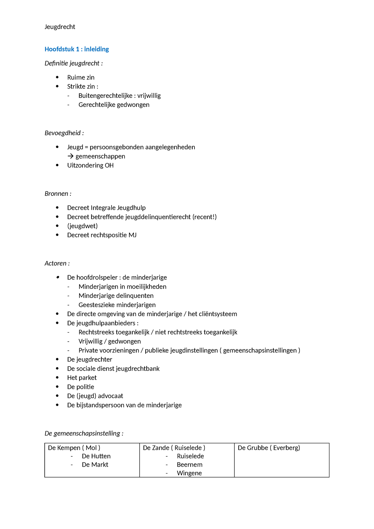 Jeugdrecht - Hoofdstuk 1 : Inleiding Definitie Jeugdrecht : Ruime Zin ...