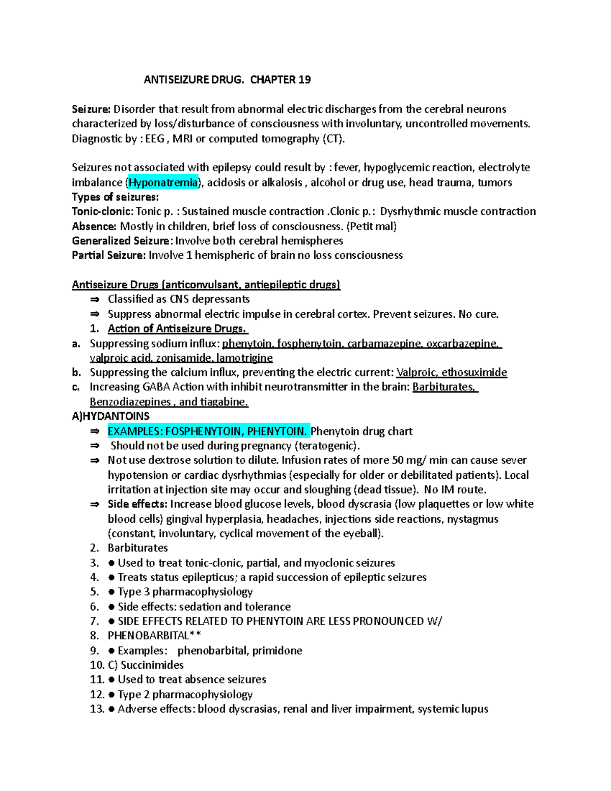 Chapter 19,20 Antisezure Drugs And Parkisonism - ANTISEIZURE DRUG ...