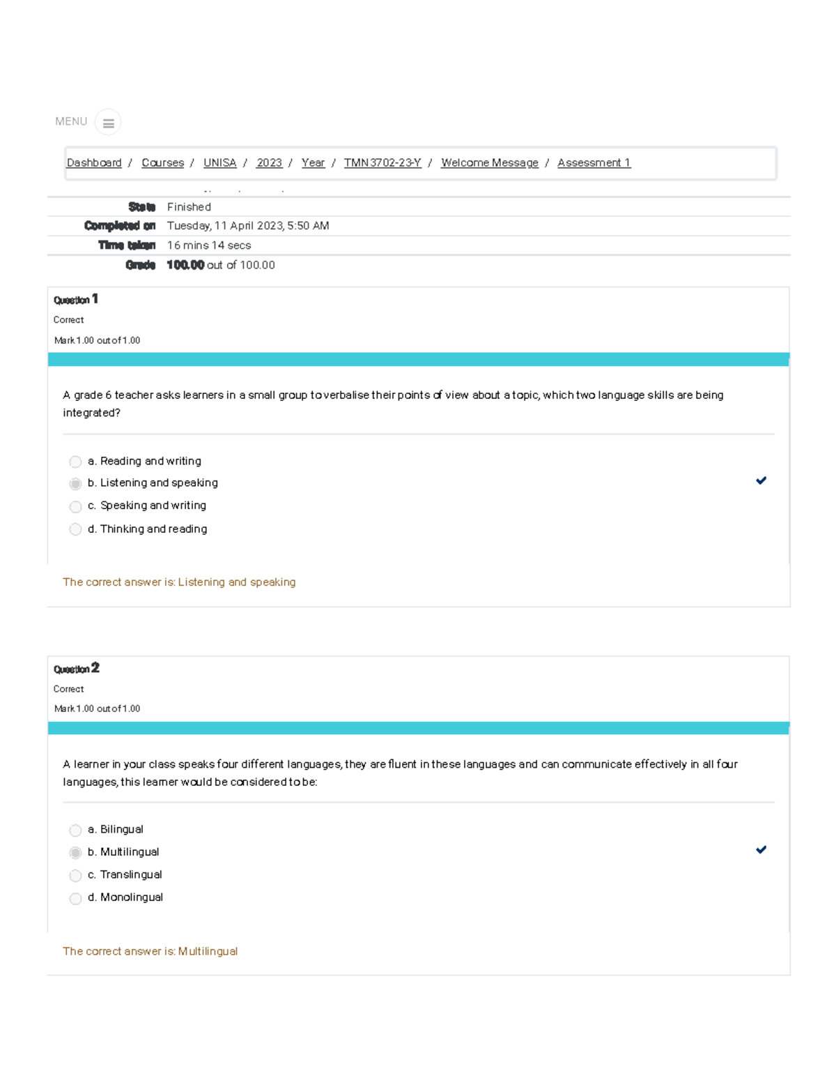 Assessment 1 Attempt review PDF 240219 172400 - Started on Tuesday, 11 ...