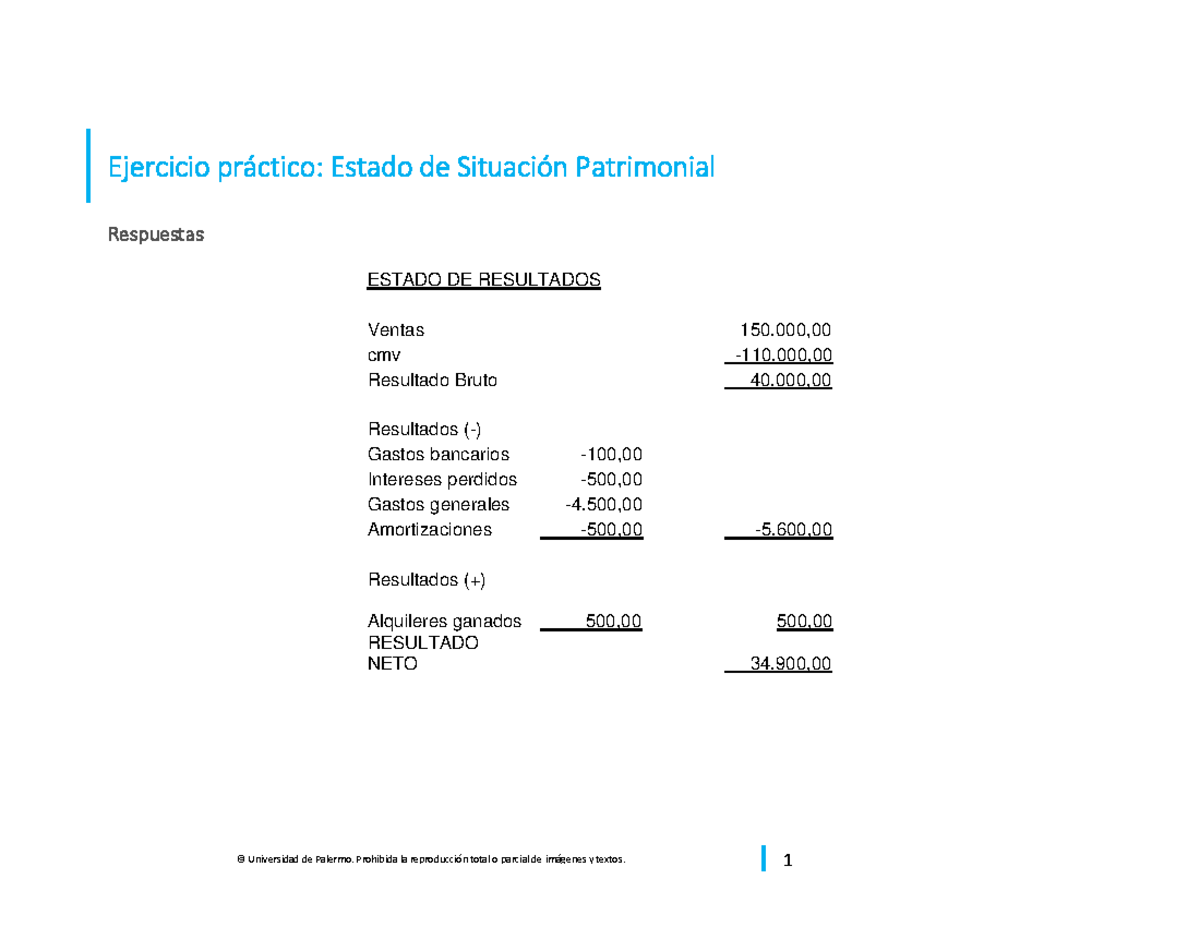 Ejercicio práctico Estado de situación patrimonial - Respuestas ...