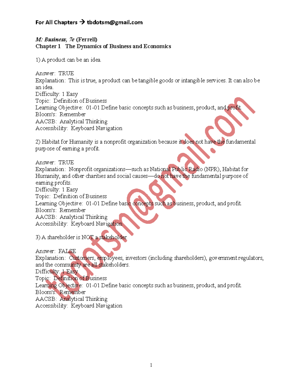 Solution Manual Test bank For M Business 7e Ferrell - M: Business, 7e ...