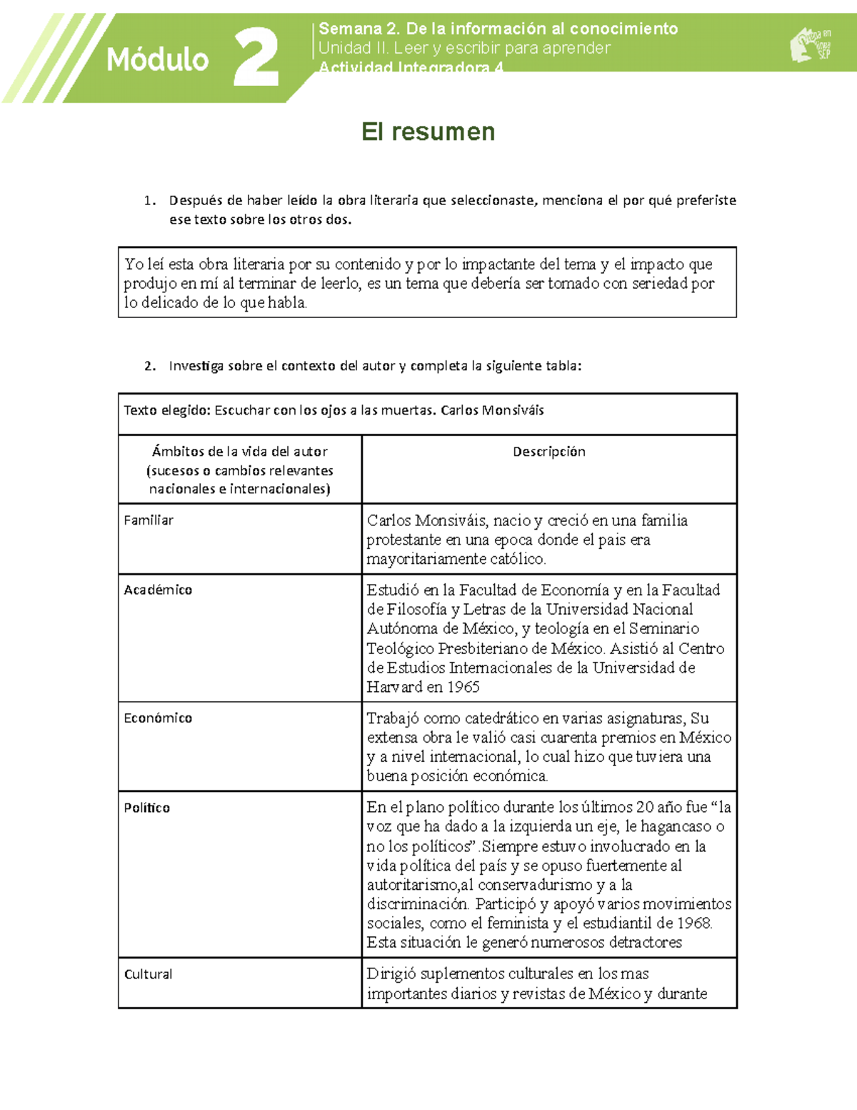 Ensayo Y Tarea De Prepa En Linea Sep M2S2AI4 - El Resumen Después De ...