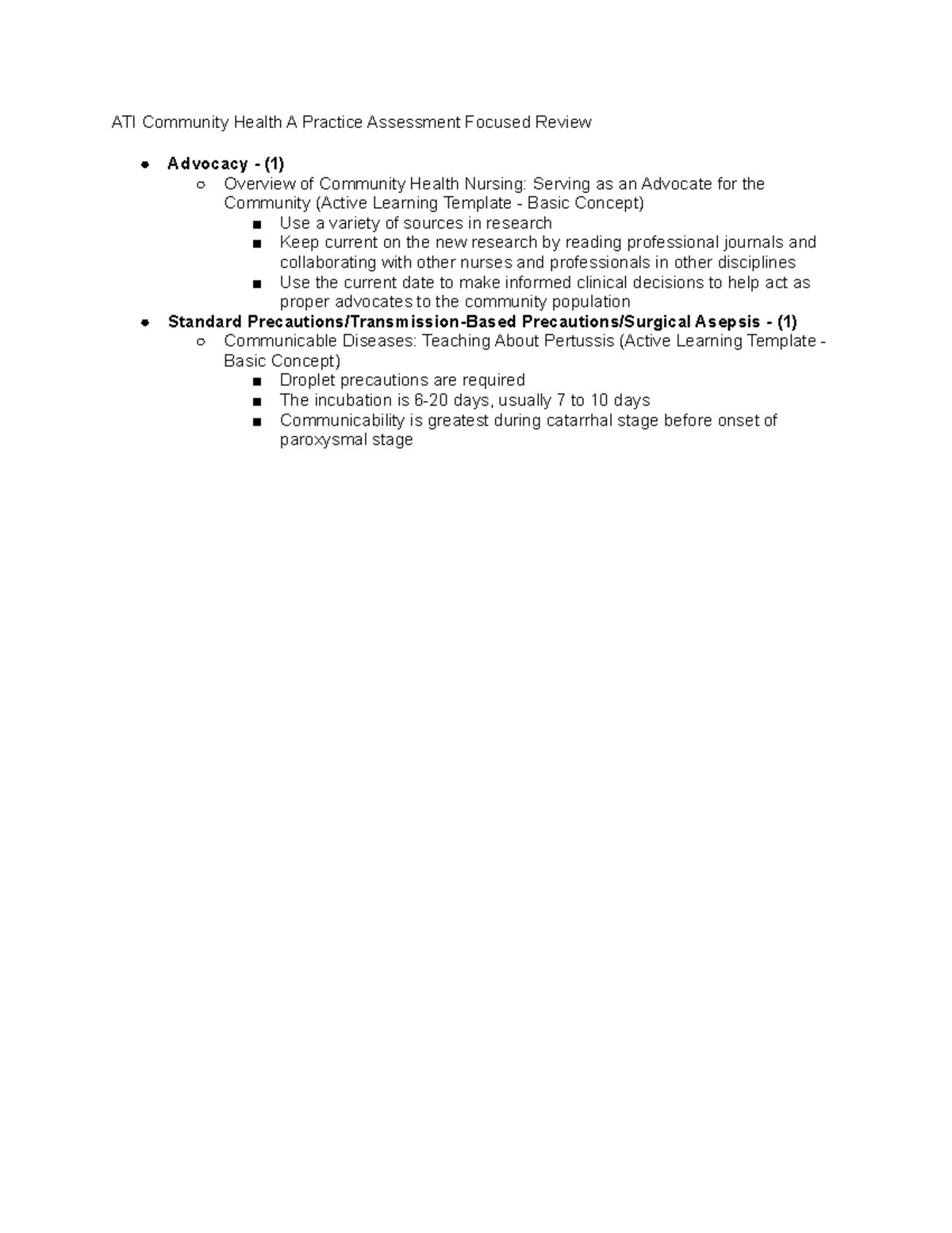 Ati Community Health Practice A - bl2mmlm
