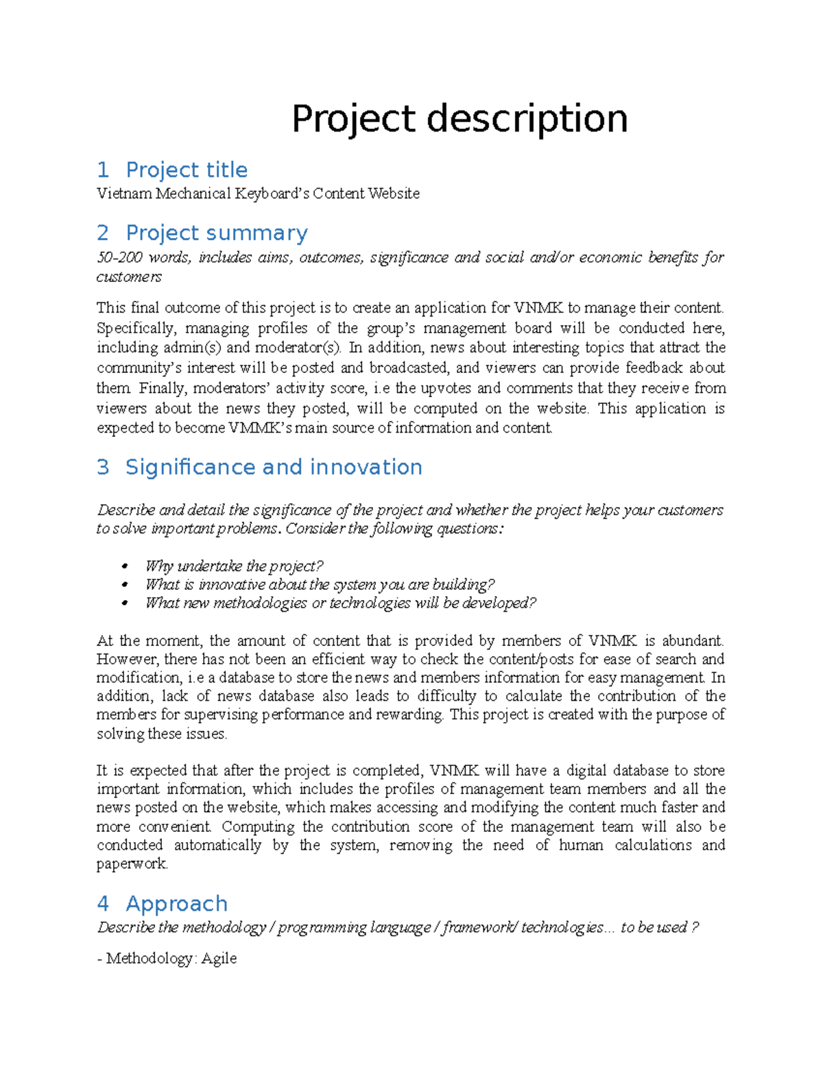 Project Description - Project description 1 Project title Vietnam ...