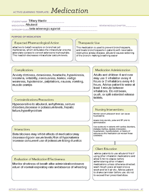 Propranolol - drug card - ACTIVE LEARNING TEMPLATES Medication STUDENT ...