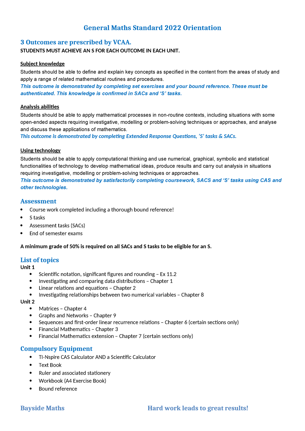 2023 General Maths Course outline - General Maths Standard 2022 ...