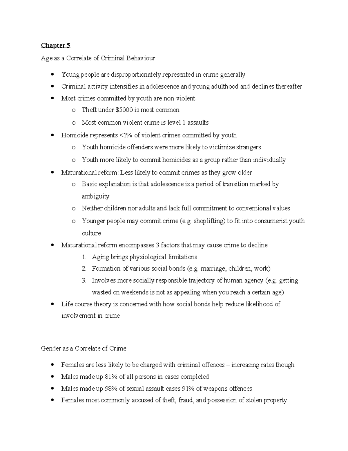 Midterm 2 Objectives - Summary Criminology - Chapter 5 Age as a ...