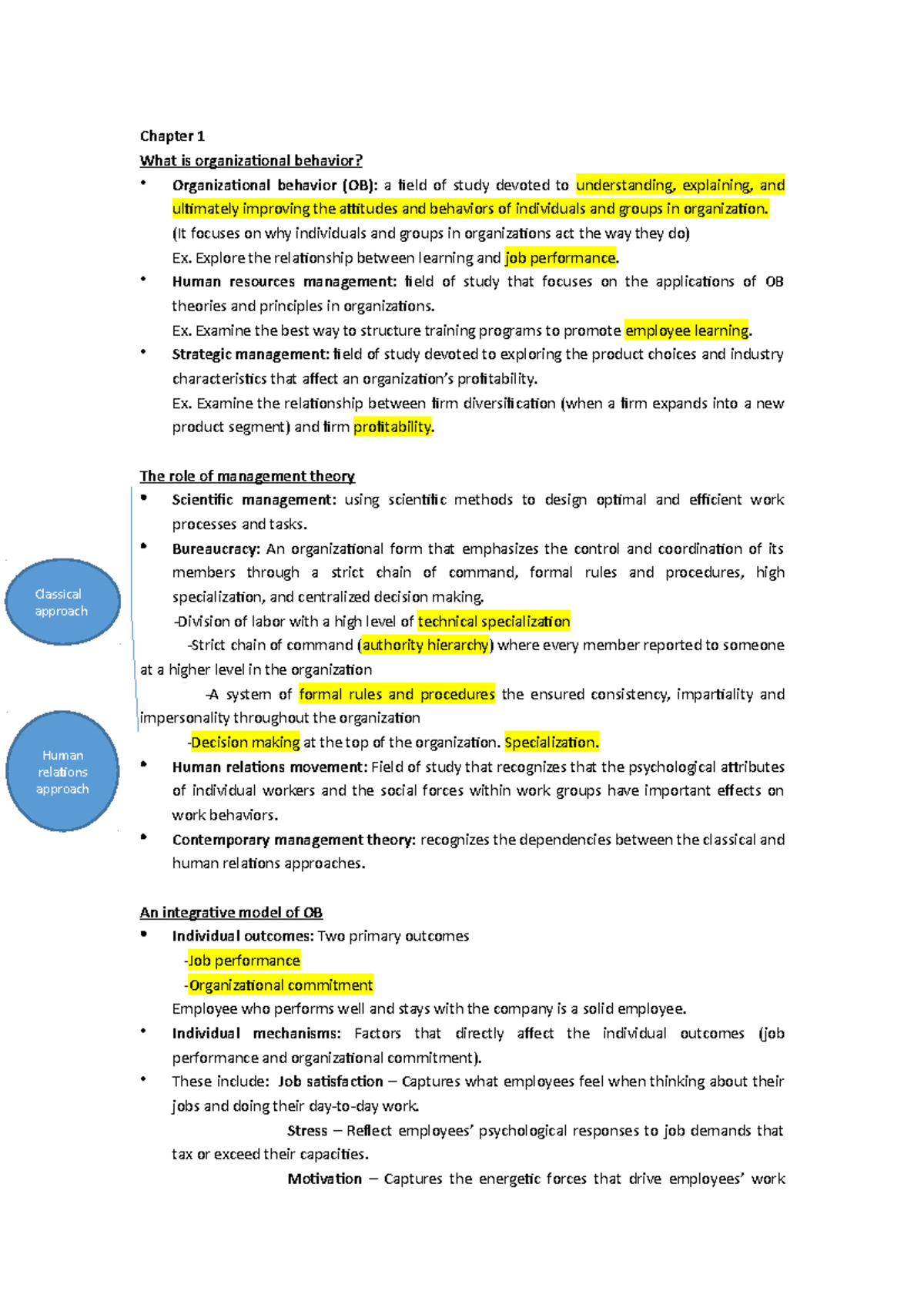 ADMS2400 note - ada - Chapter 1 What is organizational behavior ...