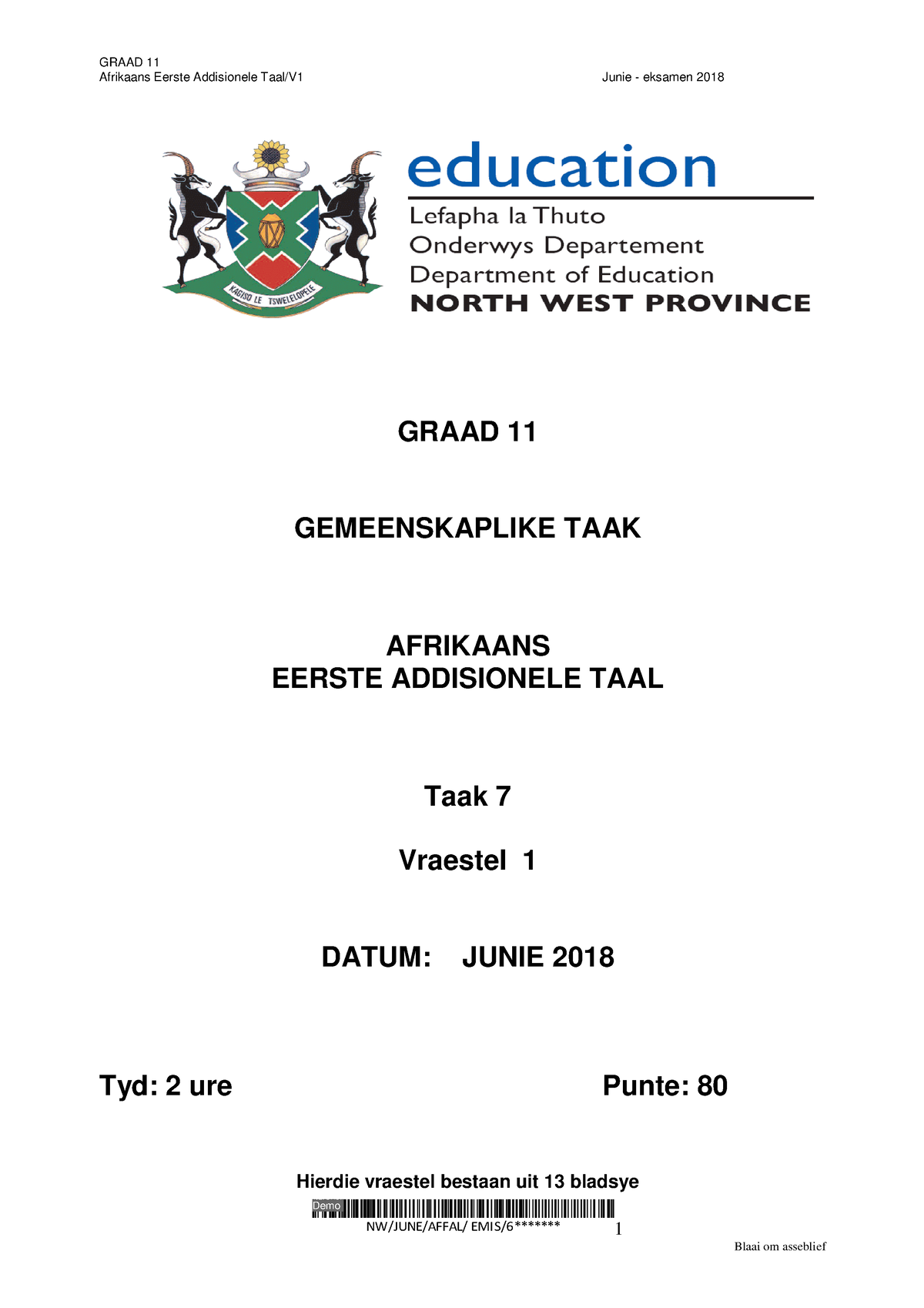 Afrikaans-GR-11-FAL-V1 -2 - Afrikaans Eerste Addisionele Taal/V1 Junie ...