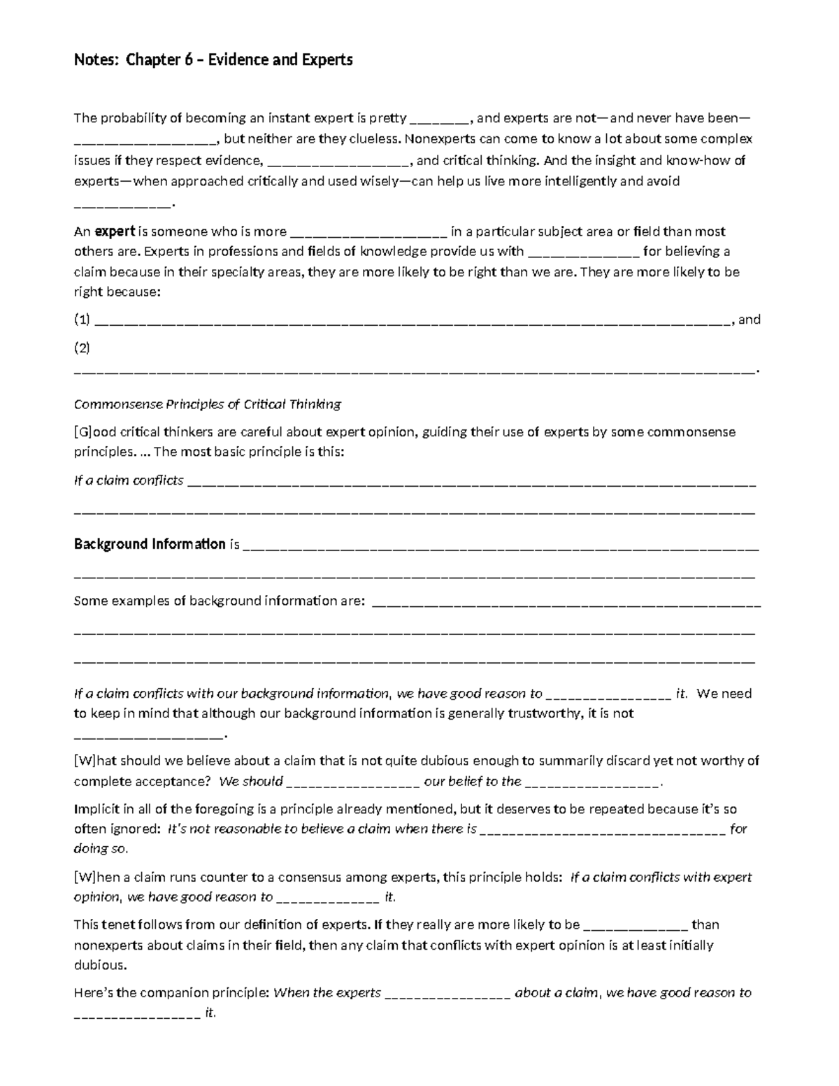 Chapter 6 Guided Reading Notes - Notes: Chapter 6 – Evidence and ...