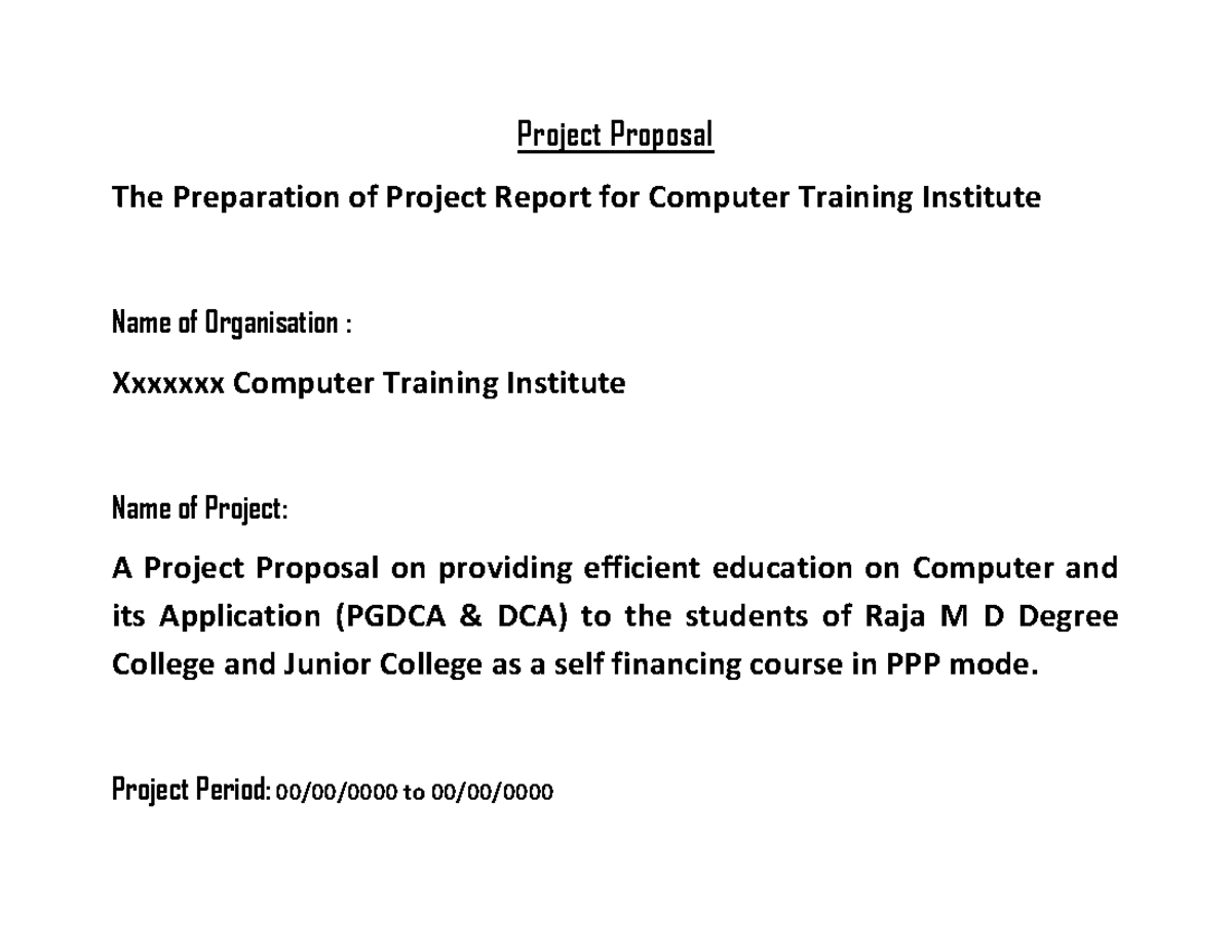 Project proposal for computer institute - Project Proposal The ...