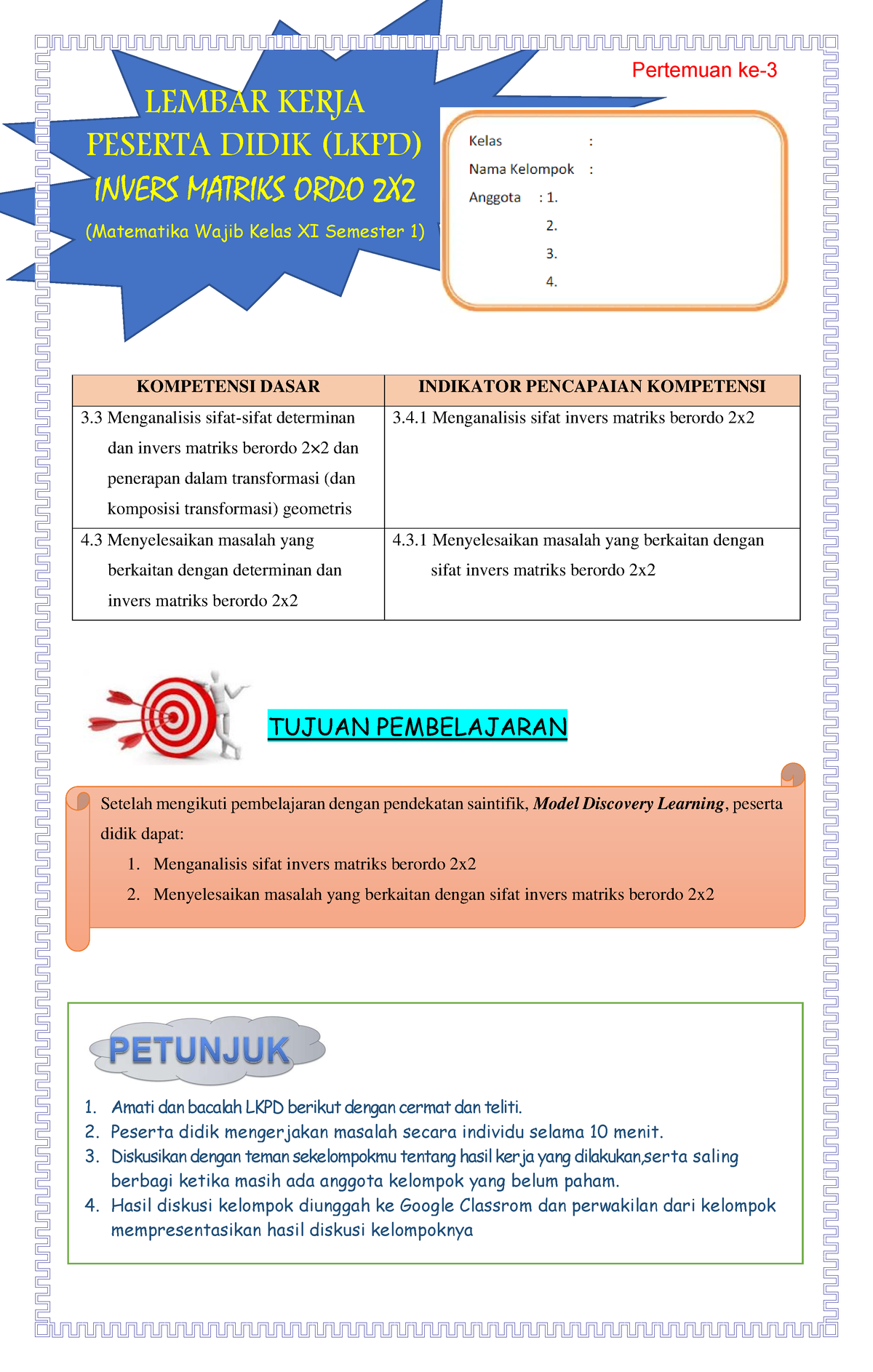 LKPD Inversi Matriks - Lembar Kerja Siswa - LEMBAR KERJA PESERTA DIDIK ...