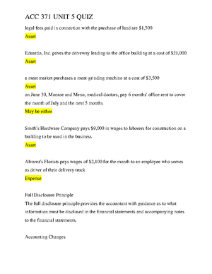ACC371 homework - Classroom work assignment that was due on week 3 ...