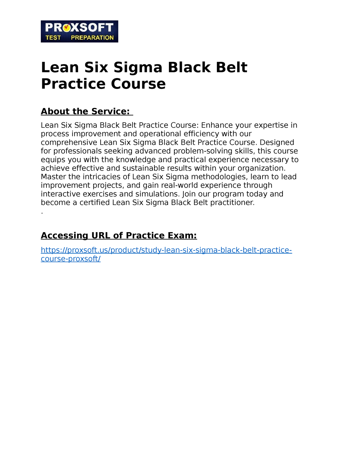 Lean Six Sigma Black Belt Practice Course - Designed for professionals ...