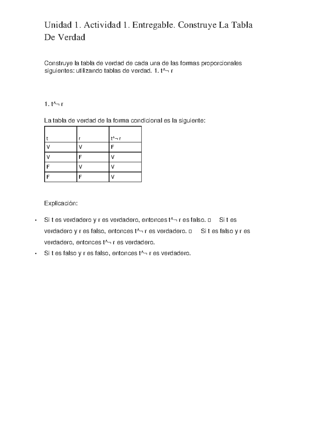 Unidad 1 Actividad 1 Entregable Construye La Tabla De Verdad Unidad 1 Actividad 1 8392