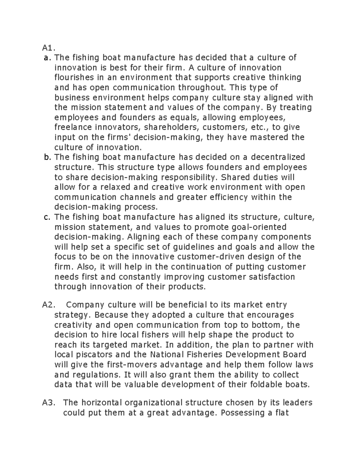DO81 T1 - Pass first attempt! - A1. a fishing boat manufacture has ...
