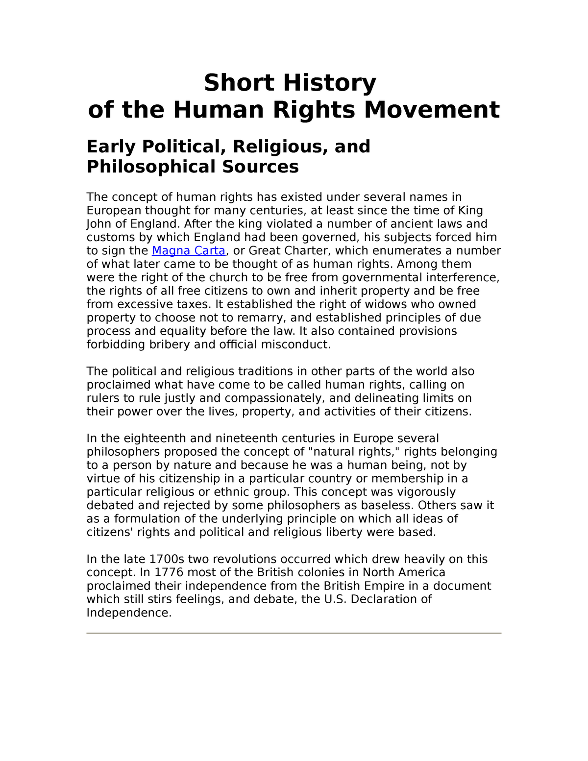 human rights short essay