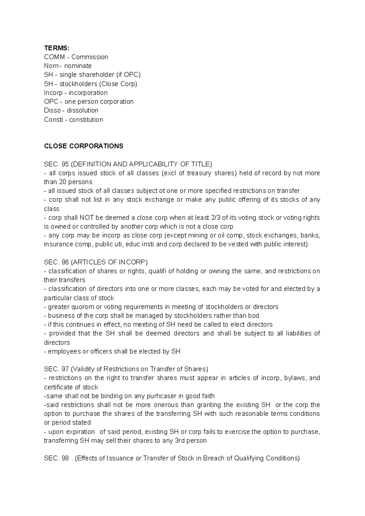 SEC-95-128 - Summary Bs accountancy - TERMS: COMM - Commission Nom ...