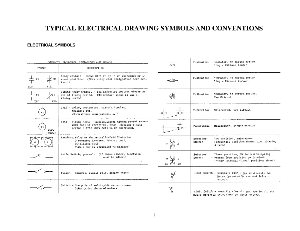 Typical electrical drawing symbols and conventions - 1 TYPICAL ...