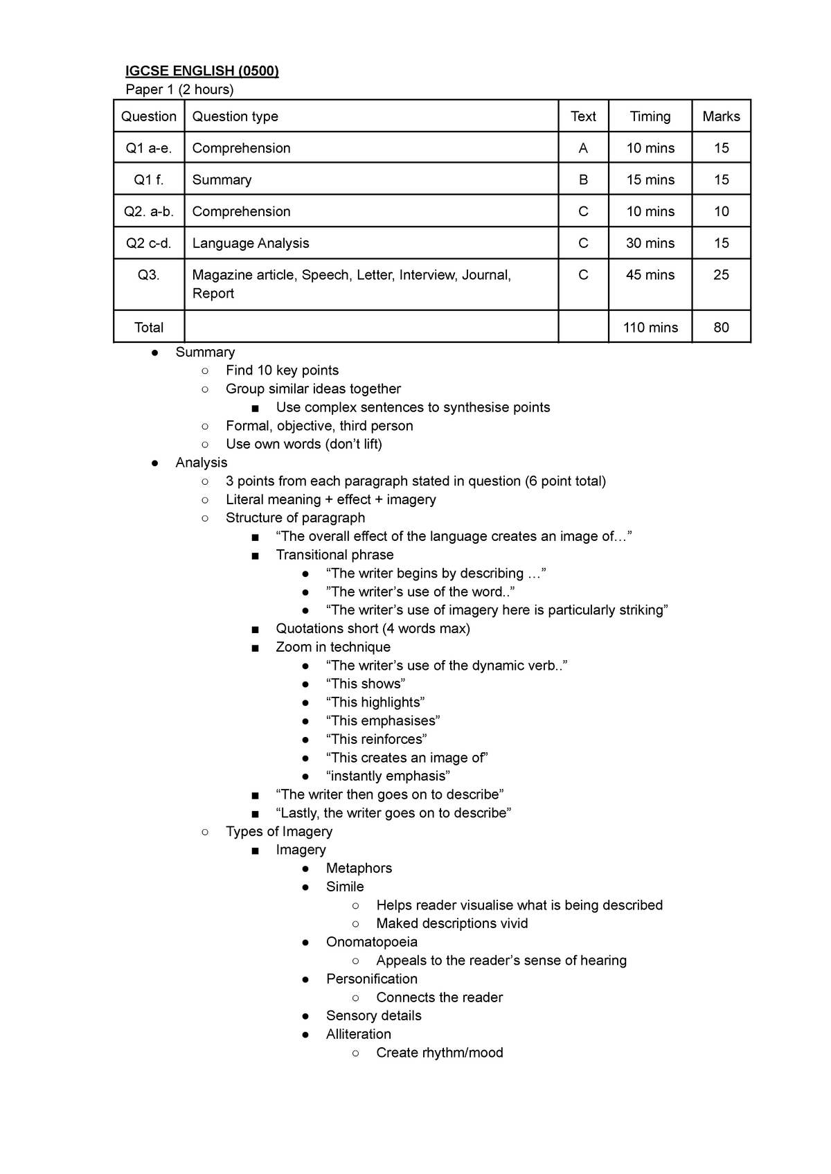 cie-igcse-english-notes-0500-igcse-english-0500-paper-1-2-hours