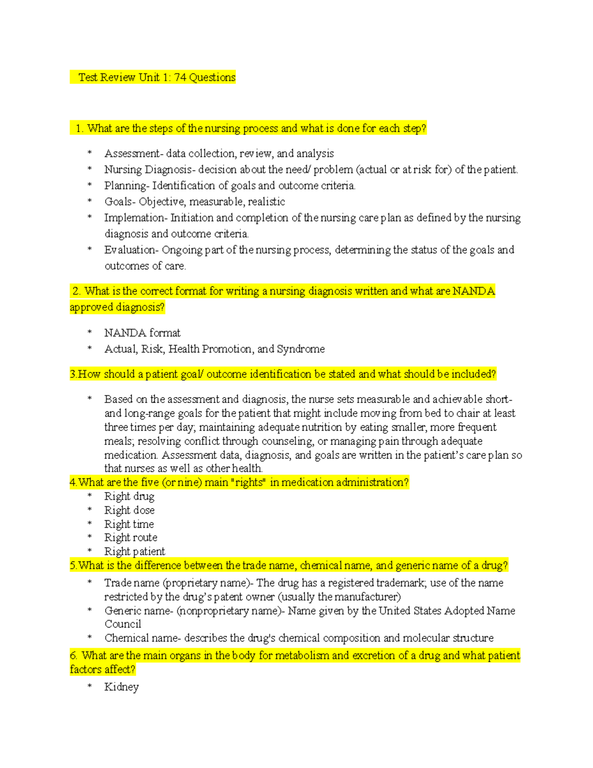 Exam 1 Review - Test Review Unit 1: 74 Questions What are the steps of ...