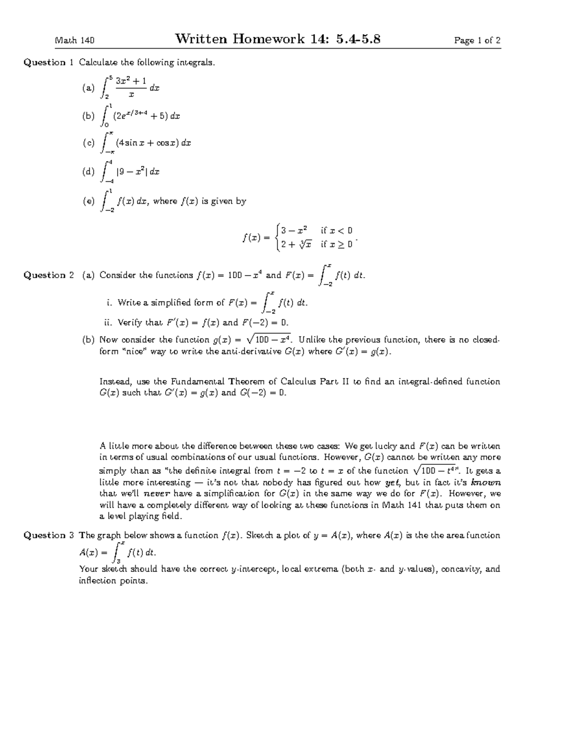 Math 140 written homework 14 - Math 140 Written Homework 14: 5.4-5 Page ...