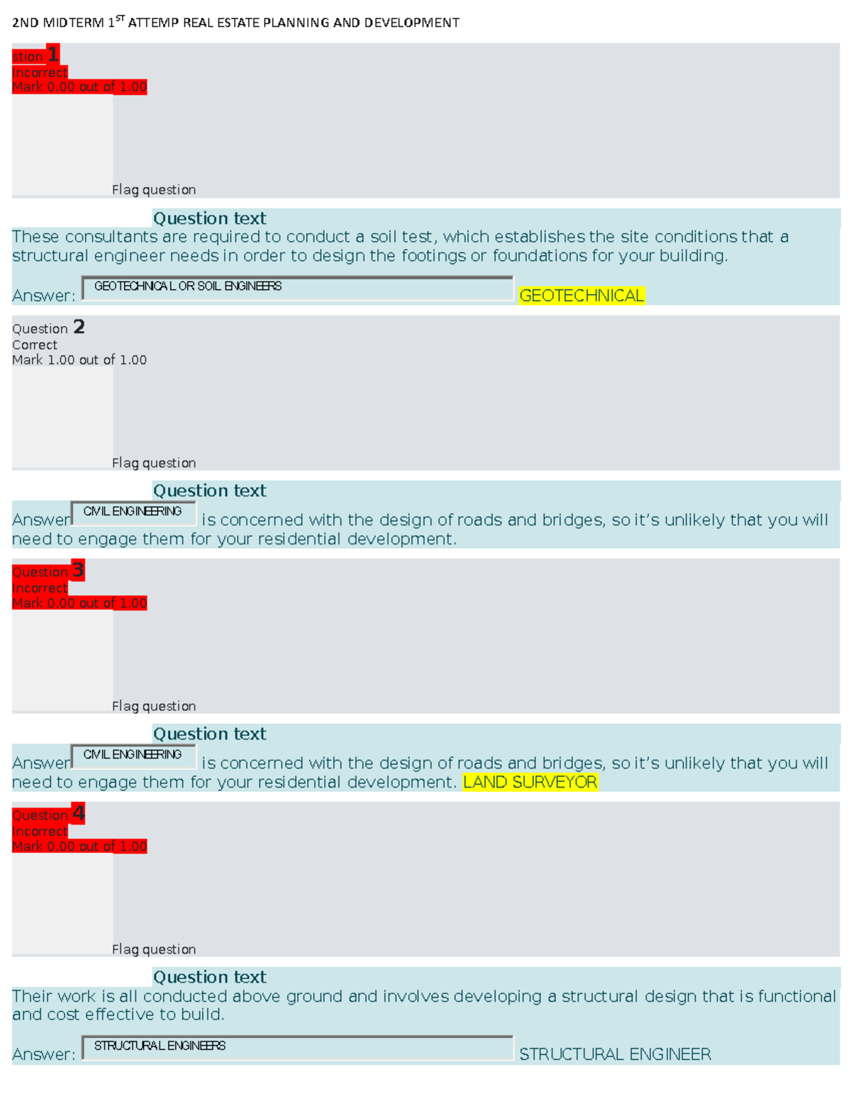 2ND Midterm 1ST Attemp REAL Estate Planning AND Development 2ND