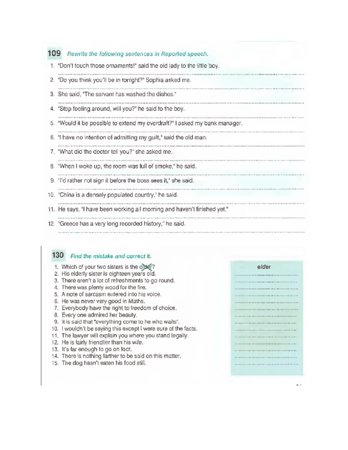 CPE - useful - 109 Rewrite the following sentences in Reported speech ...
