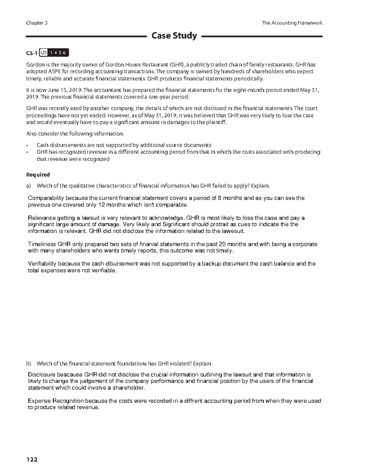 Chapter 3 Case Study ACCT1210 - Chapter 3 The Accounting Framework 122 ...