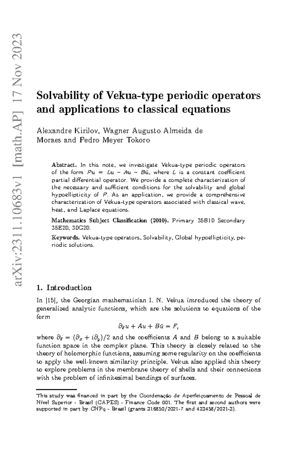 2311 - essay - arXiv:2311 [math] 17 Nov 2023 Solvability of Vekua-type ...