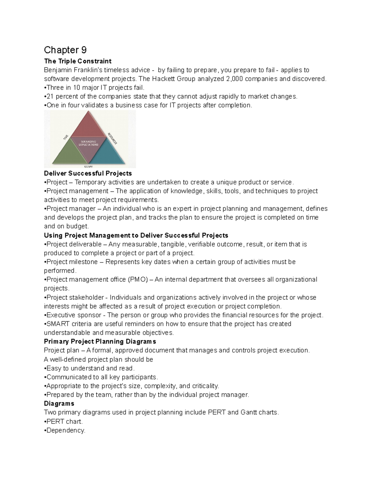 Chapter 9 - Chapter 9 The Triple Constraint Benjamin Franklin’s ...