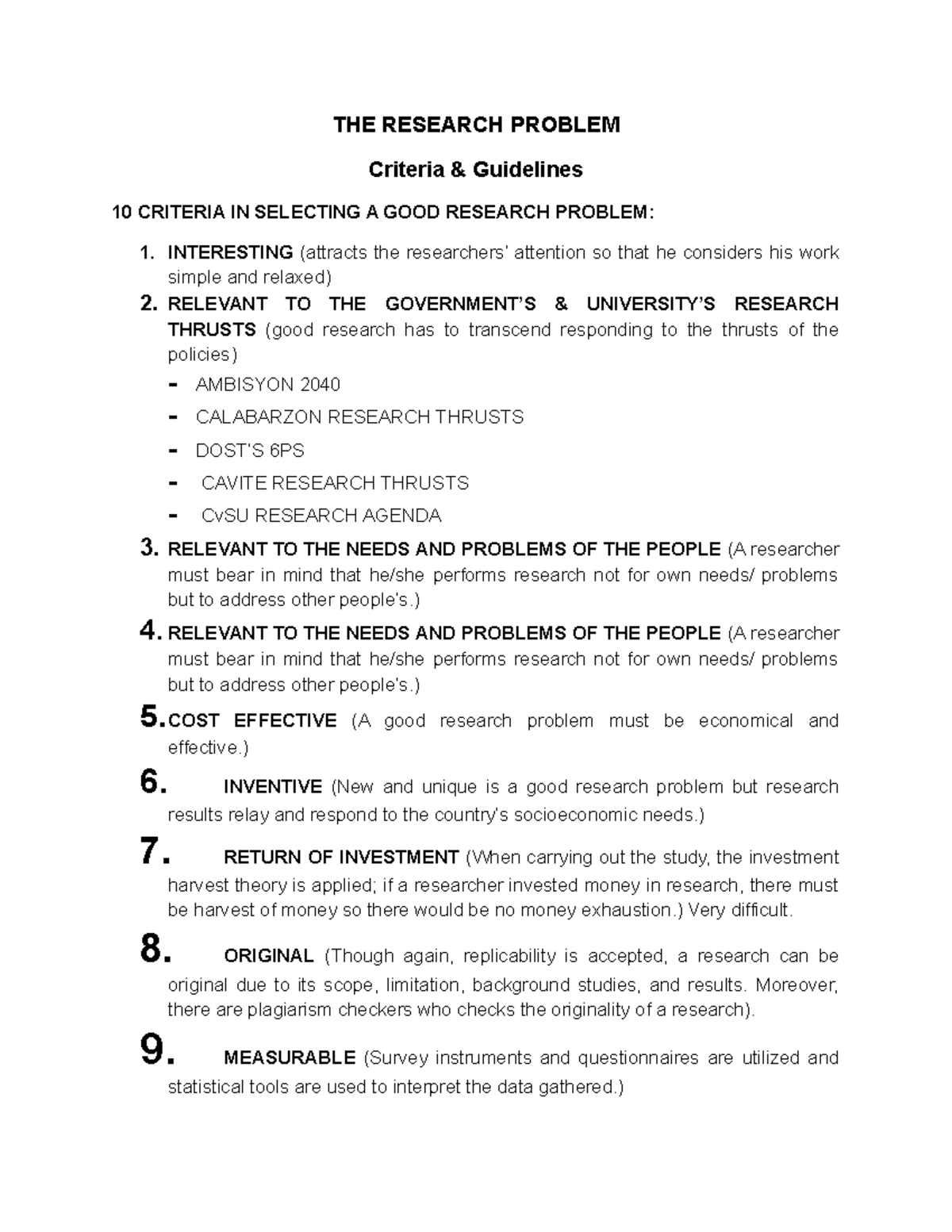 research problem criteria