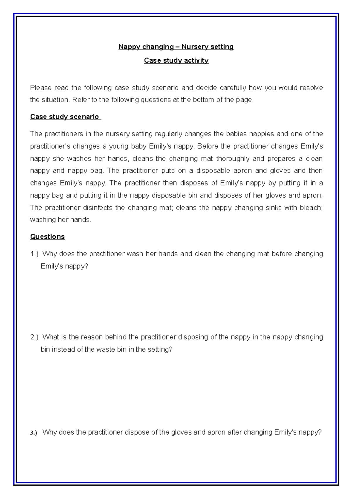 Nappy changing - case study - Nappy changing – Nursery setting Case ...