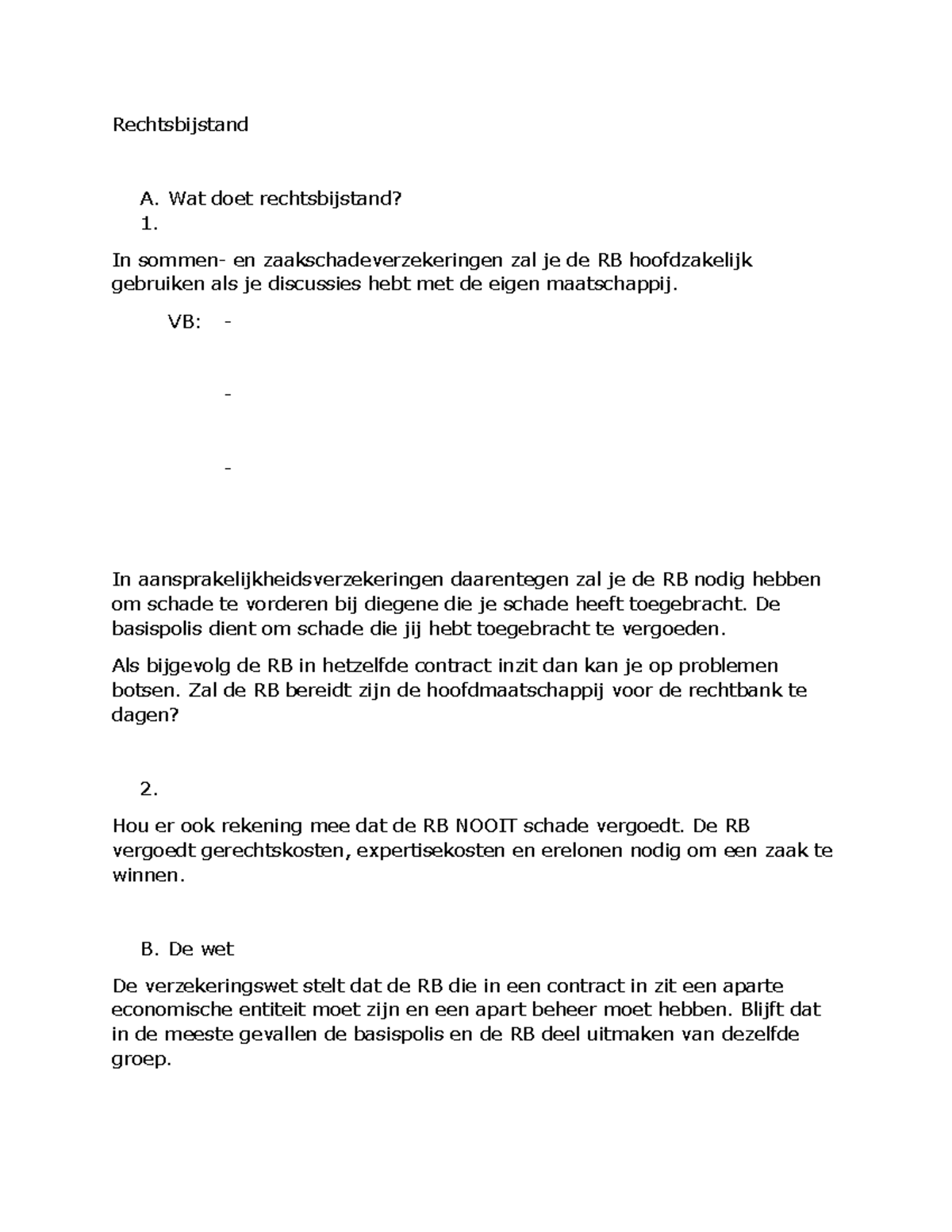 Rechtsbijstand Bedrijfsmanagement financie en verzekeringswezen