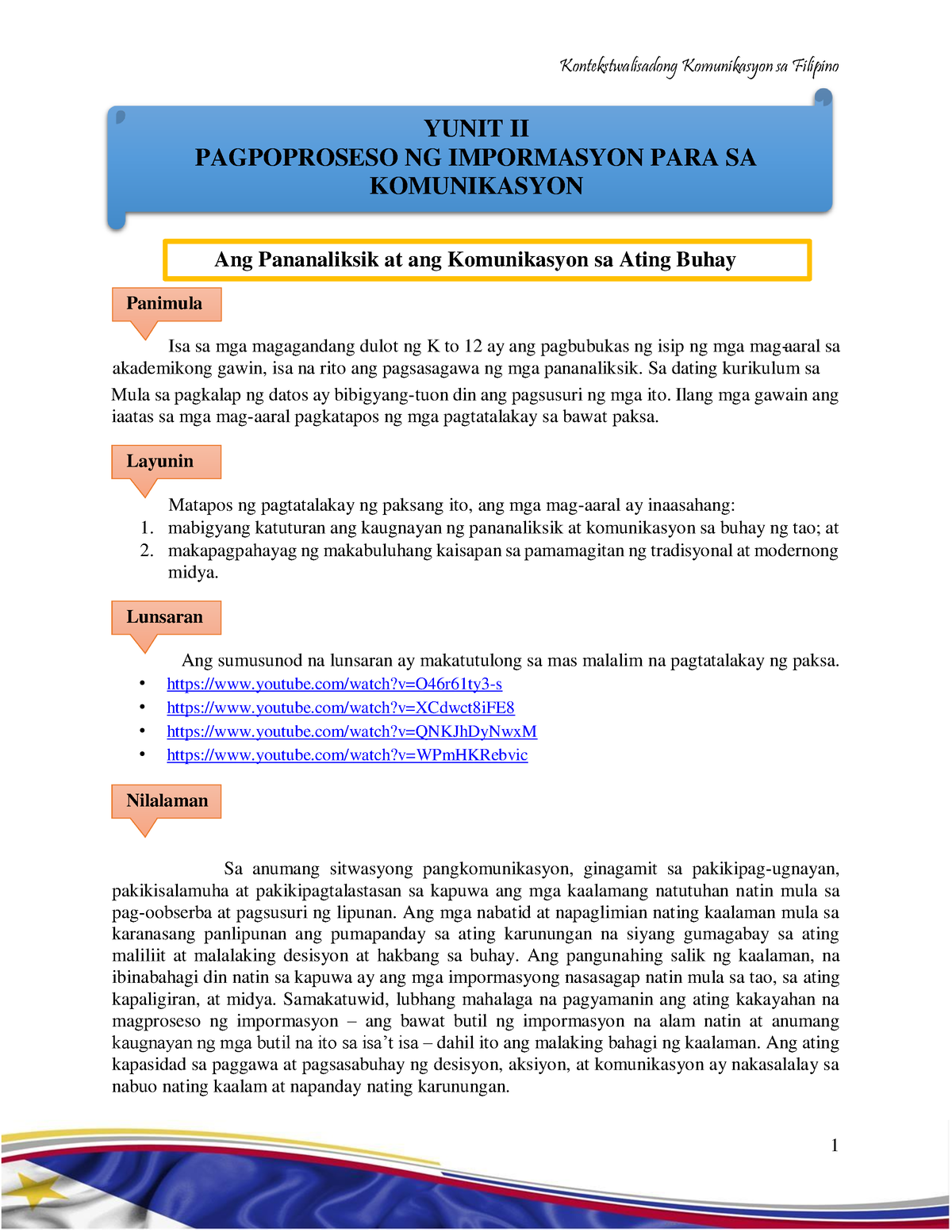 Modyul-Yunit-II - MODULE-UNIT 2- FILI 101 - Mula Sa Pagkalap Ng Datos ...