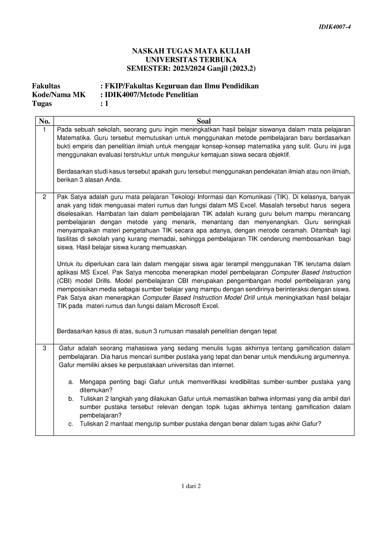 Soal Idik4007 Tmk1 4 - Soal Tmk - IDIK4007- 4 1 Dari 2 NASKAH TUGAS ...