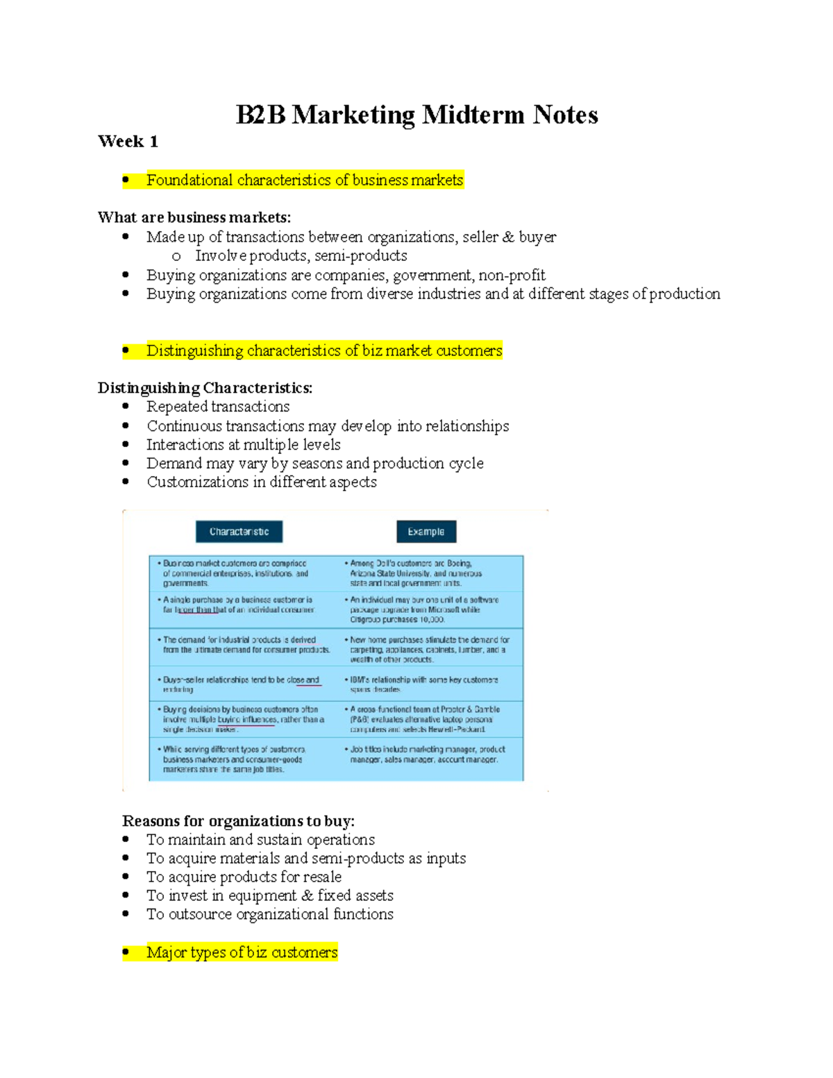 B2B Marketing Midterm Notes - B2B Marketing Midterm Notes Week 1 ...