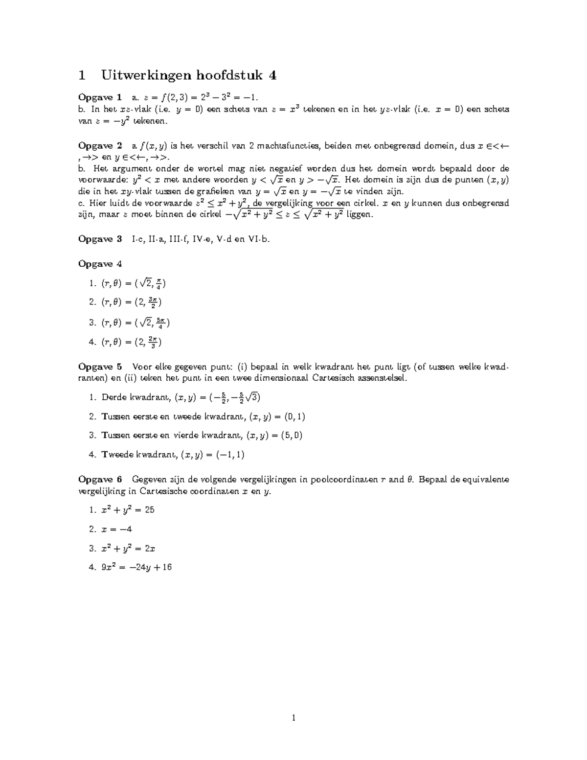 Hoofdstuk 4 Uitwerkingen - 1 Uitwerkingen Hoofdstuk 4 Opgave 1 A=f(2,3 ...