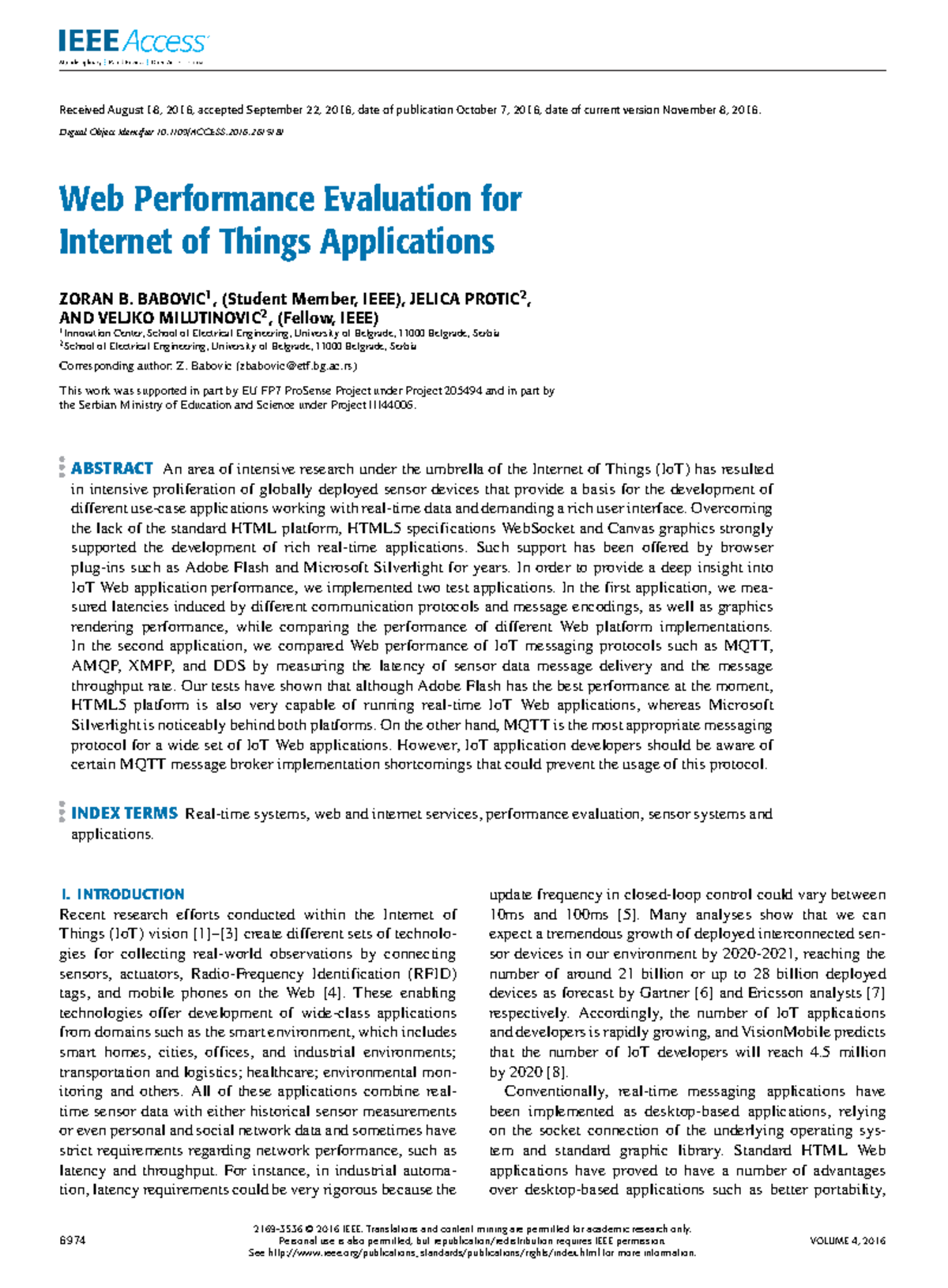 Web Performance Evaluation for Internet of Things Applications ...
