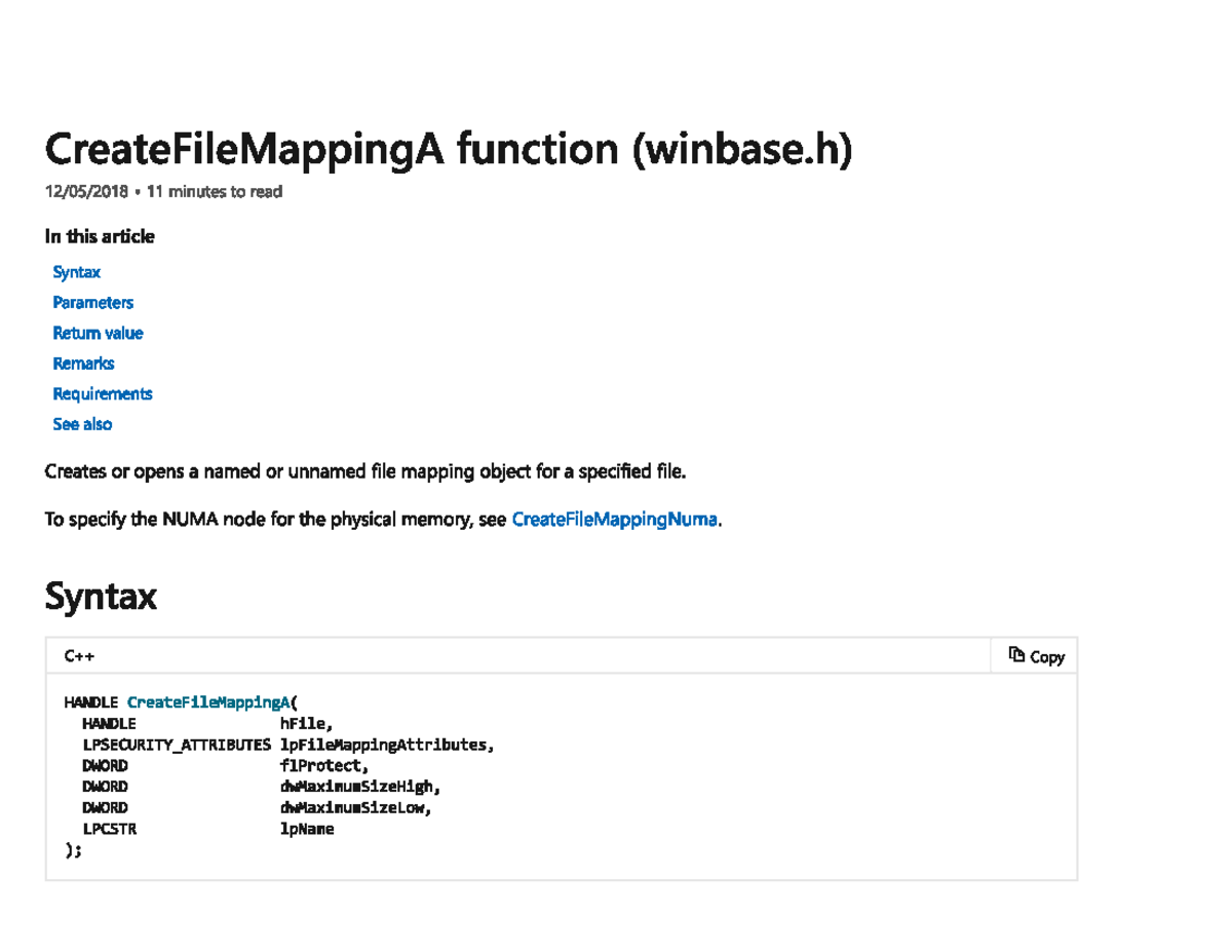 Create File Mapping Operating Systems resources for assignment 1