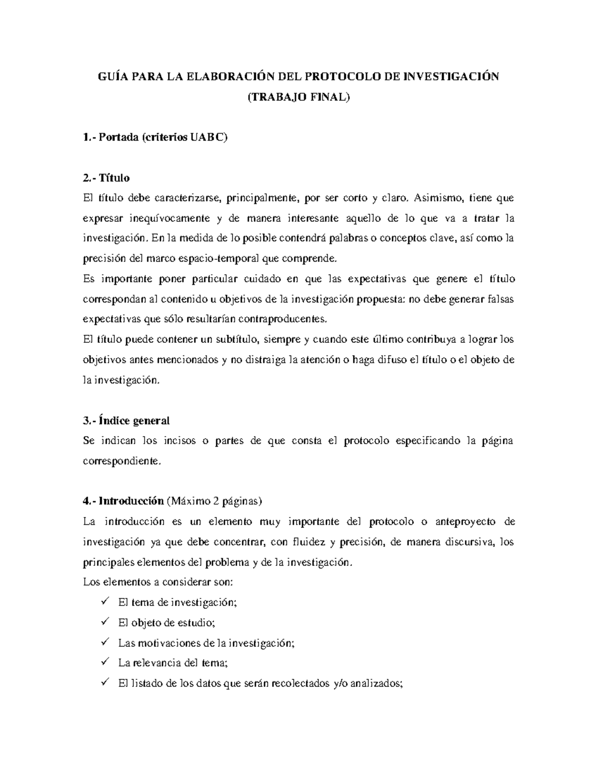 GUÍA PARA LA Elaboración DEL Protocolo DE Investigación - GUÍA PARA LA ...