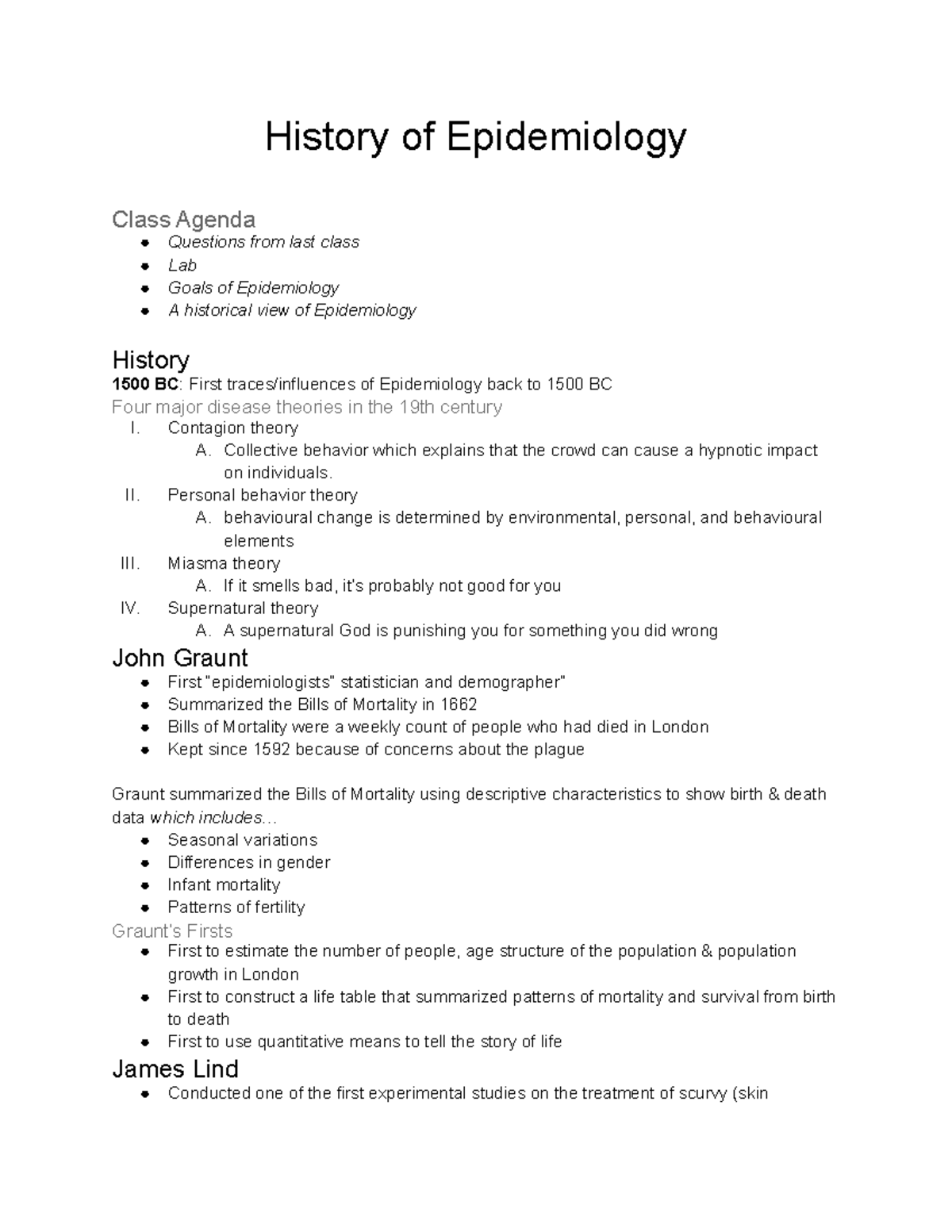 History Of Epidemiology - History Of Epidemiology Class Agenda ...