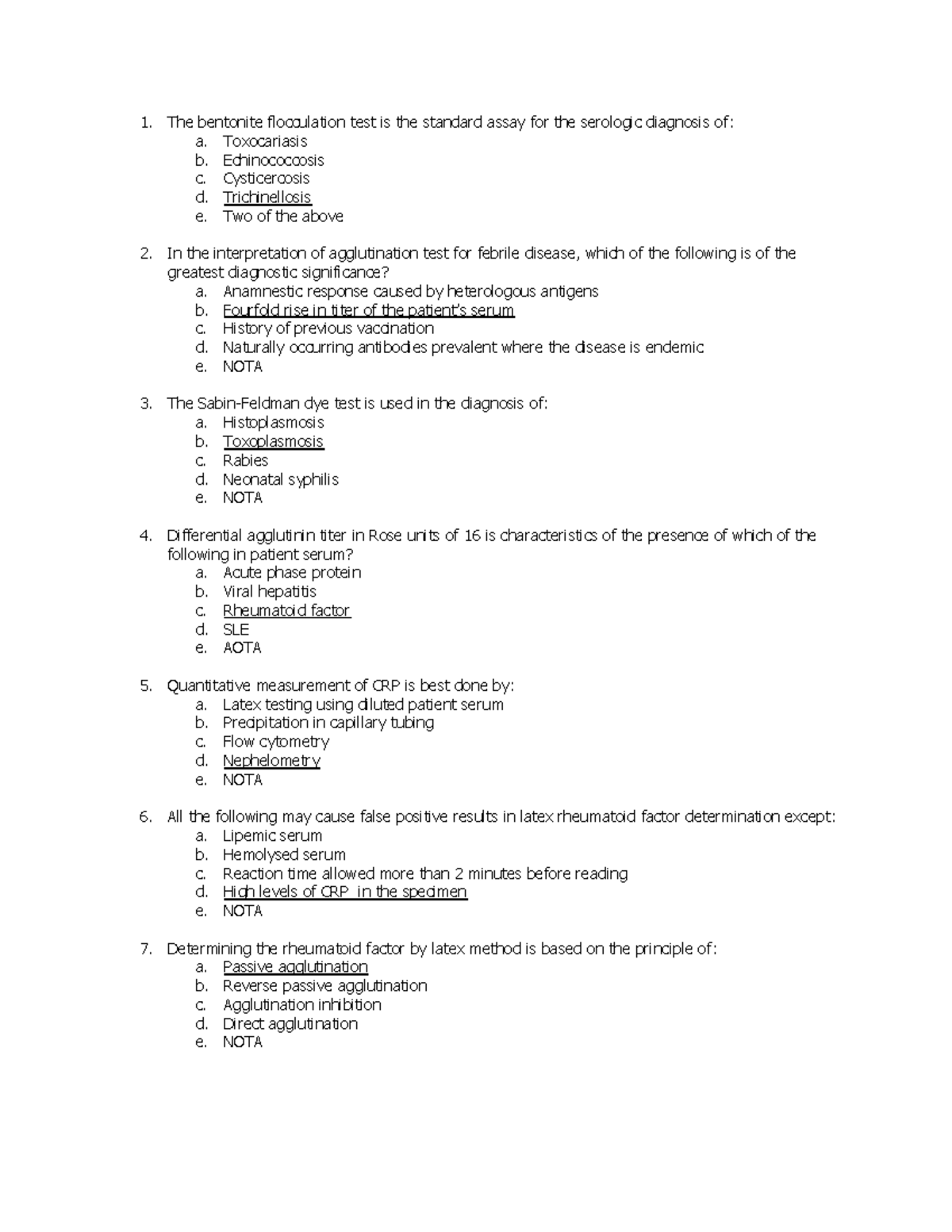 Immunology and Serology subject (Midterm-exam with answers) - The ...