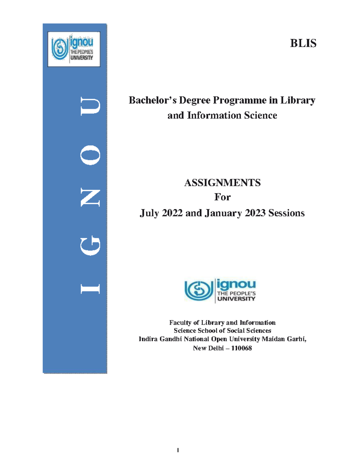 BLIS (E) Assignments July 2022 - Jan 2023 - BLIS Bachelor’s Degree ...