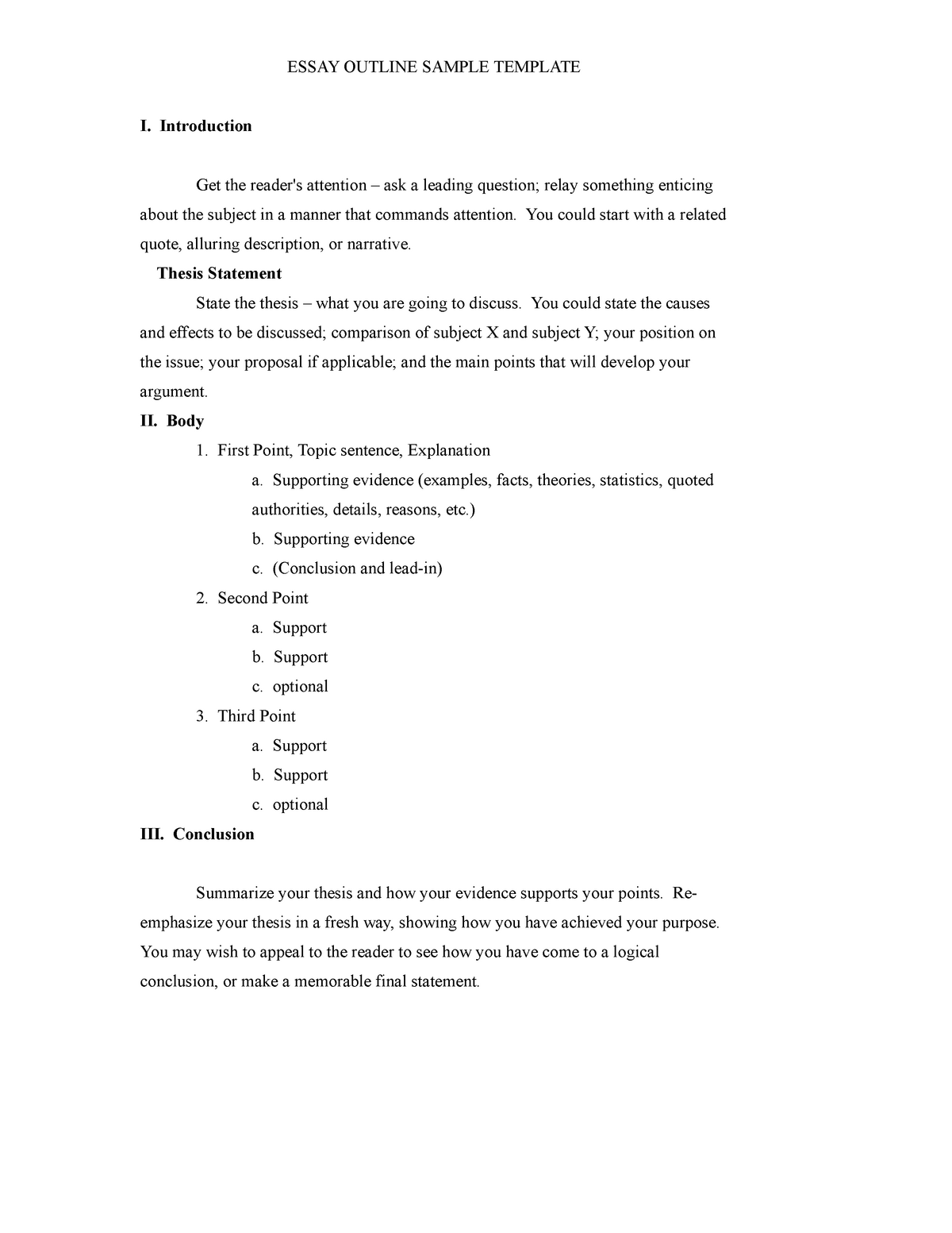 english essay format example