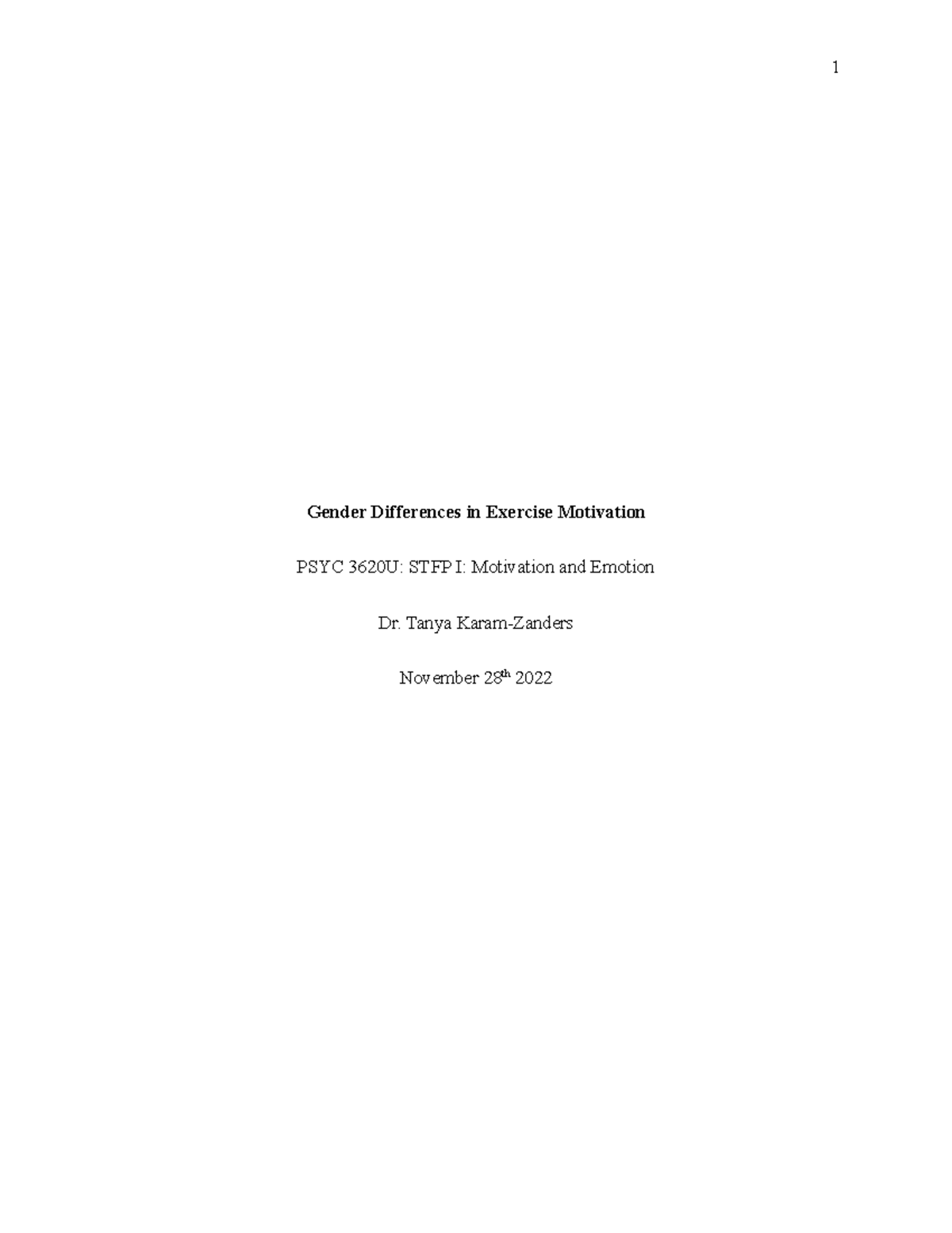 Gender Differences in Exercise Motivation Draft - Gender Differences in ...