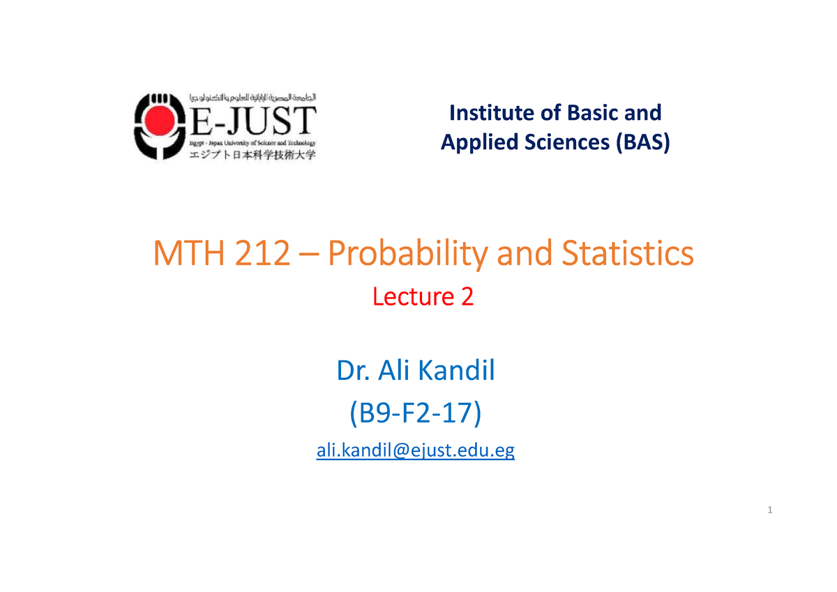 Lecture 2 - It Is The Course Of Statistics And Probability In E-just ...