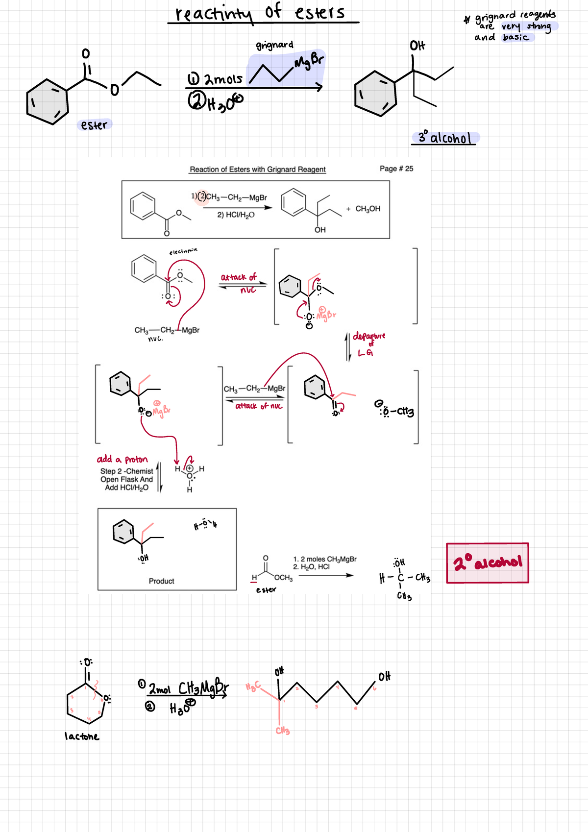 Lec 18 - COOH + Grignard And Reduction - reactivity Of esters grignard ...