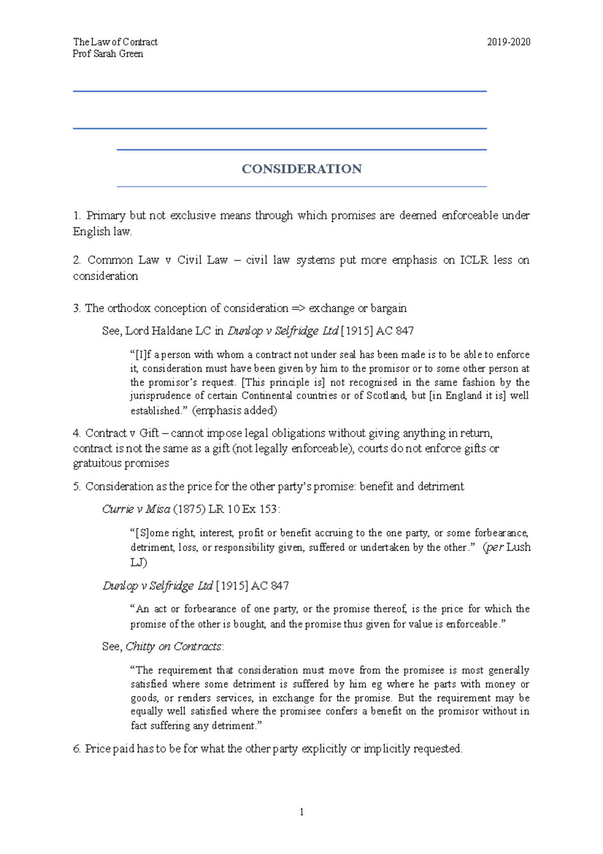 Consideration - Prof Sarah Green CONSIDERATION Primary but not ...